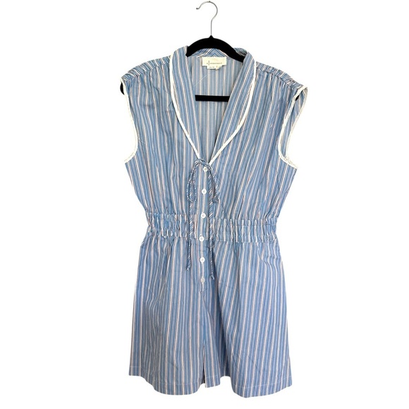 Anthropologie Blue White Red Striped Woman’s Cotton Romper Size XS New With Tags - Picture 2 of 11